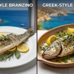 Italian branzino versus Greek branzino comparison showing regional cooking styles and presentation differences