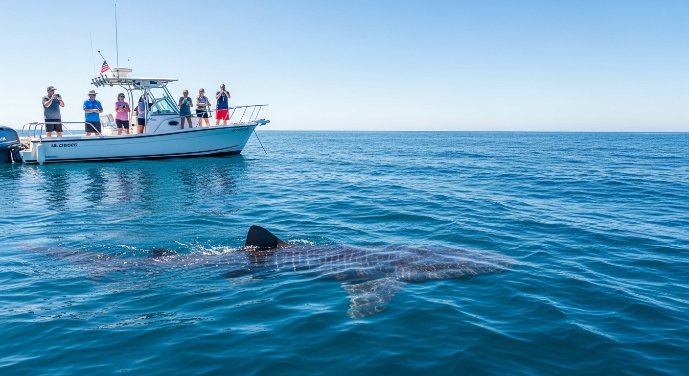 “Charter boat observing a large shark in U.S. coastal waters.”