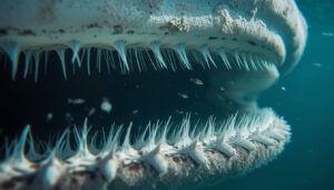 Close-up of basking shark gill rakers