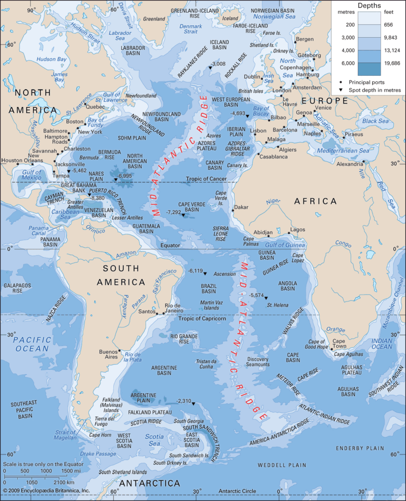 Atlantic ridge in Atlantic ocean