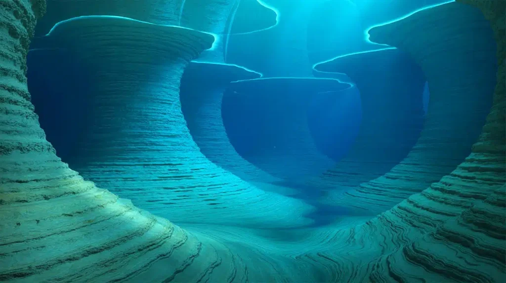 Hidden mysterious underwater scene